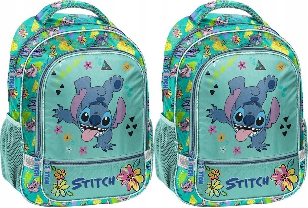 2x Detský školský batoh Paso Disney Stitch, dvojkomorový, 38x28x15cm
